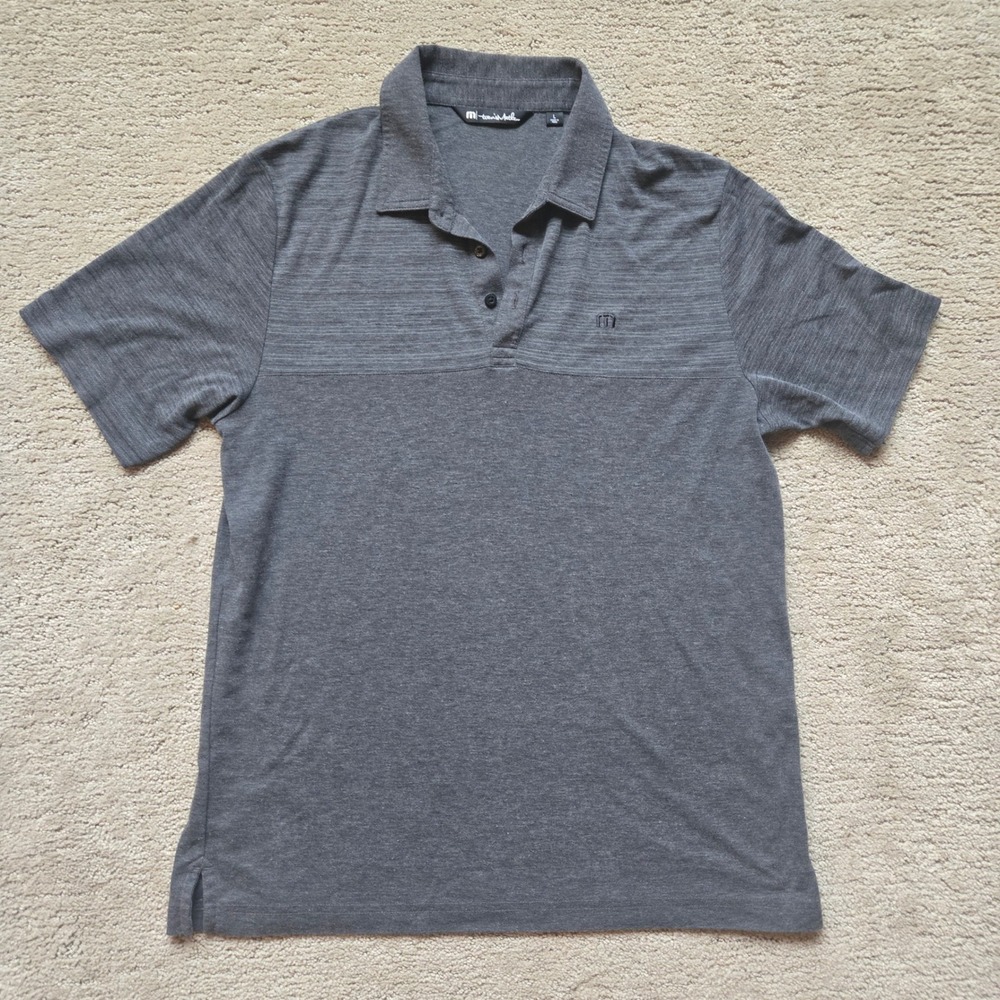 TravisMathew Mens Polo Shirt Lot of 2 Black Grey Striped Golf Size Large L - Picture 4 of 6